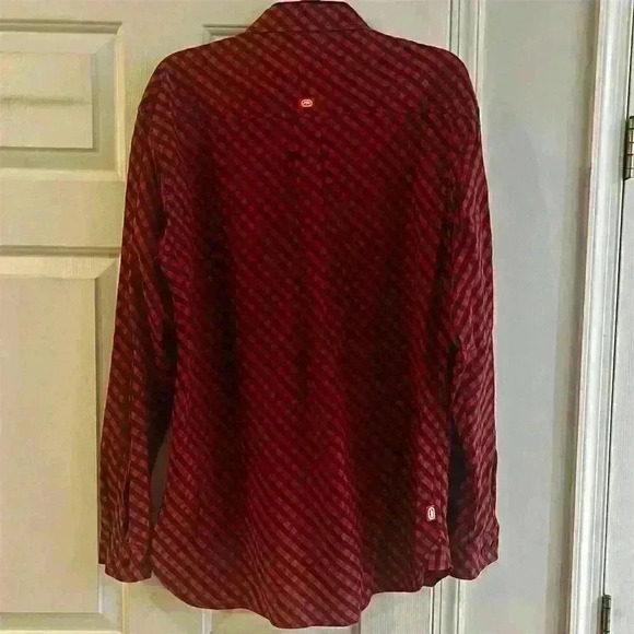 Ecko Unltd. Men's L Red Plaid Long Sleeve Button-Up Shirt Casual - Picture 6 of 6